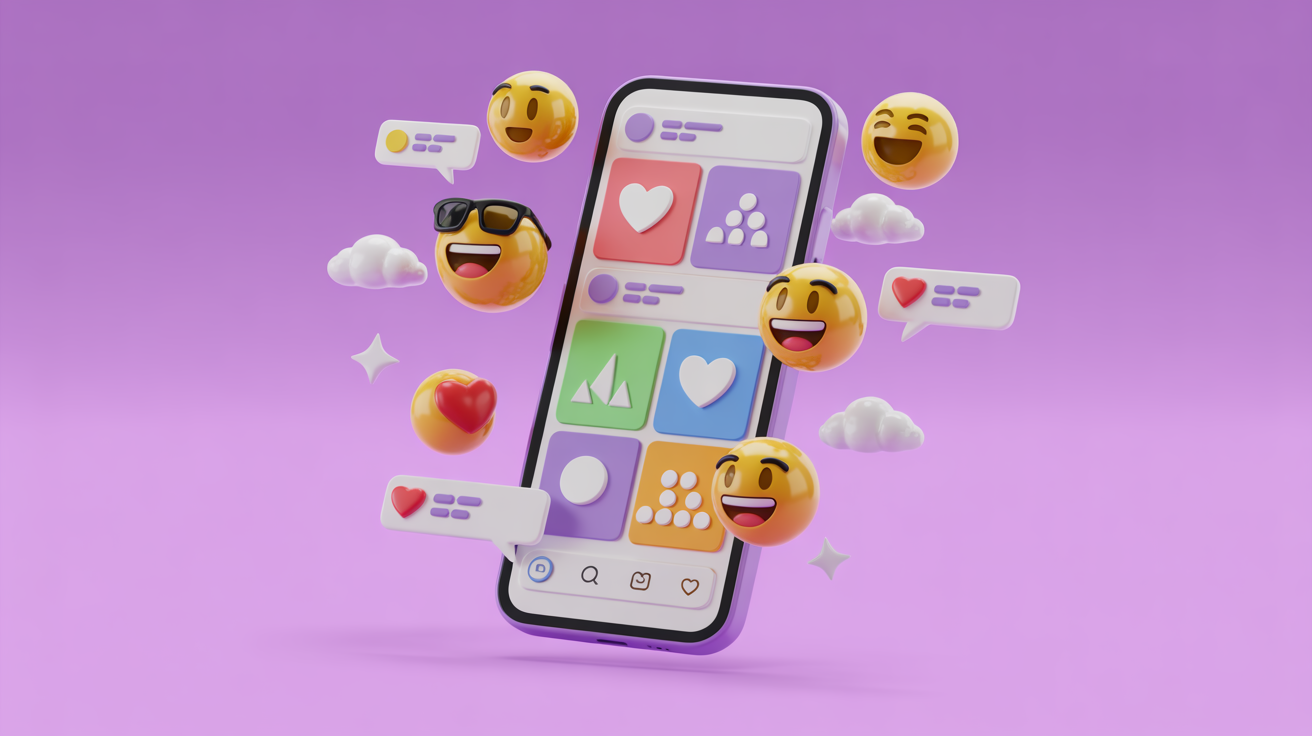 AI prompts for social media content that stands out with emojis and mobile UI